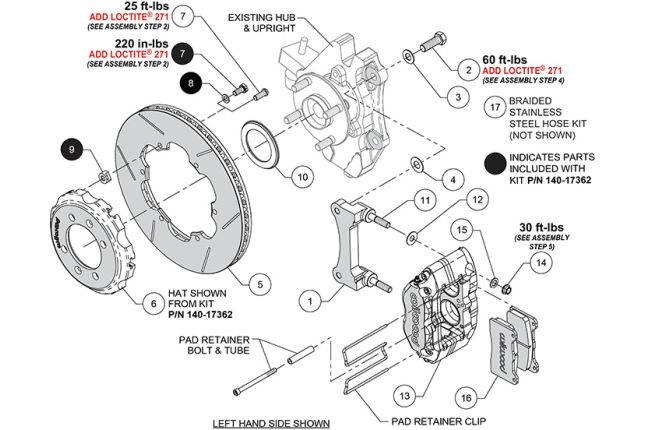 Wilwood - 140-17362 - Wilwood Big Brake Kit - Front - 280x20mm Bi-Slotted - Forged Narrow Dynapro Anodized