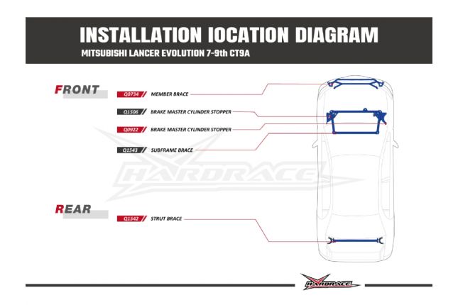 Hardrace - Front Subframe Brace Mitsubishi Lancer evolution