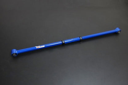 Blue metal rod with bolts on a black background