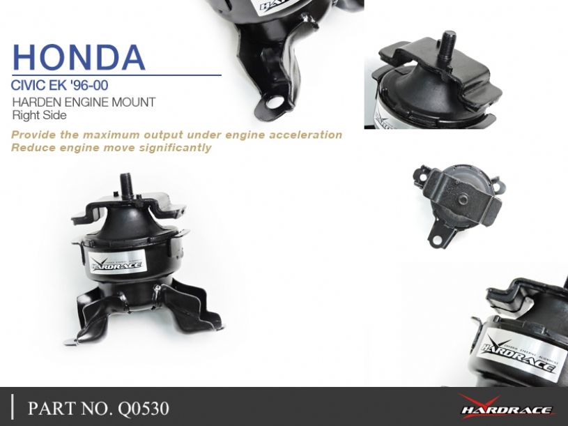Honda CivicEK '96-00 harden engine mount on a white background with Hardrace branding.