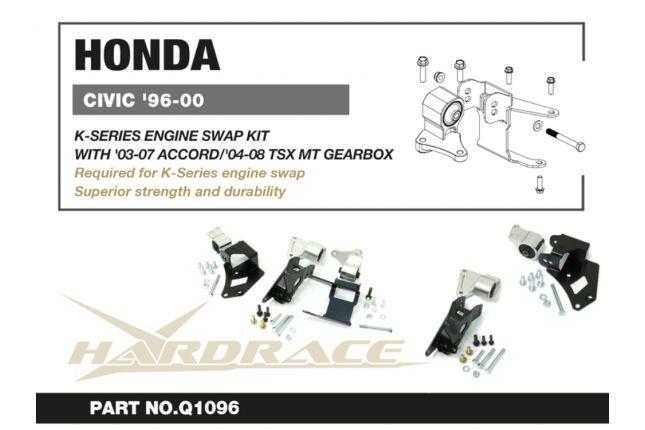 Hardrace - K-series Swap Engine Mount Kit Honda Civic