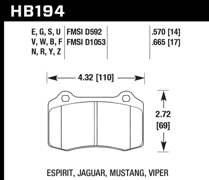 Hawk - HB194U.570 - Hawk DTC-70 Brake Pads; Rear
Hawk
Be the first to review this product
Item #
HWK-HB194U.570