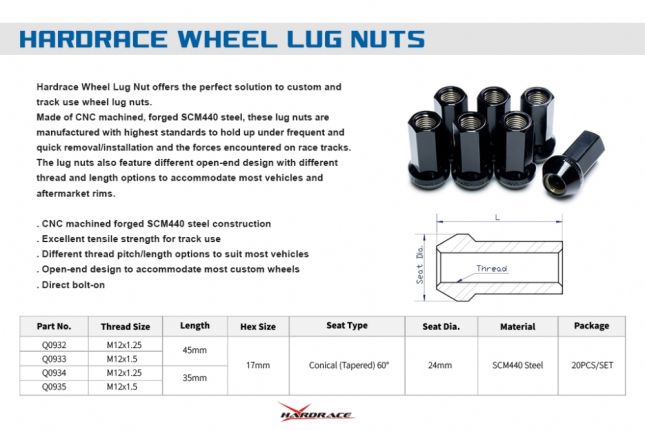 Hardrace - Wheel Lug Nuts *universal Wheels/rims related