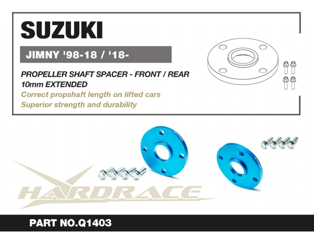Hardrace - Front/rear Propeller Shaft Spacer Suzuki Jimny
Be the first to review this product
Item #
Q1403