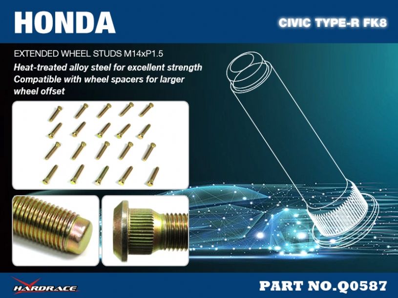 Hardrace - Extended Wheel Stud Honda Civic - Q0587