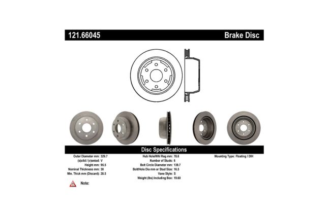 Centric - 121.66045 - C-Tek Standard Brake Rotor