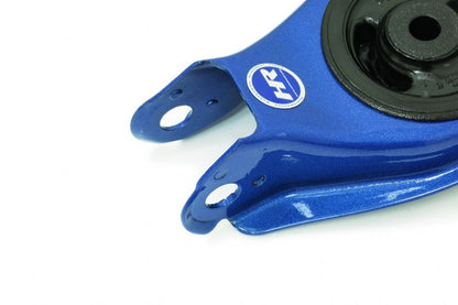 Blue mechanical component with a logo on a white background
