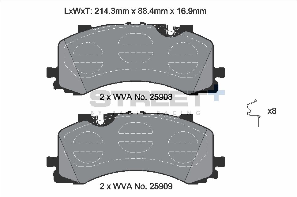 Pagid - T8262SP2001 - Pagid Street+ Brake Pads; Front